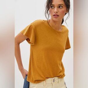 Anthropologie T.La Cedar Monika Flutter Sleeved Tee Size Small